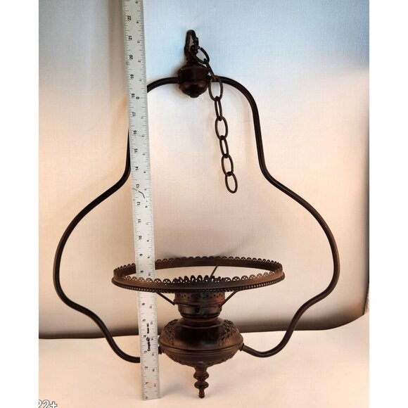 Hanging Lamp Frame With Ornate Detailing & Chain Fixture DIY Lighting Parts Or B - Picture 6 of 14